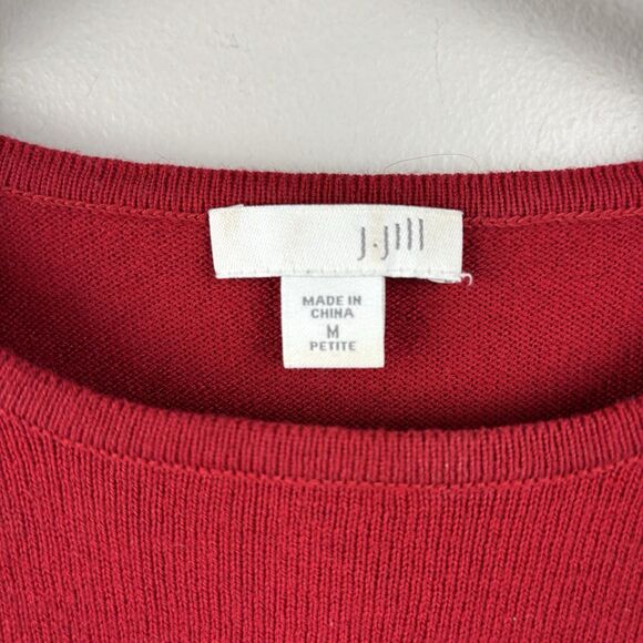 J. Jill Red Crewneck Sweater Petite Medium Long Sleeve Business Classic Women - Picture 3 of 11